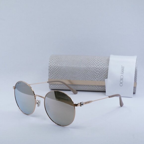 Jimmy Choo KAT/G/SK 0DDB SQ Sunglasses Gold Round Frame, Multilayer Lenses - Picture 1 of 9
